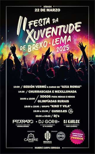 Fechas, información, programa, cartel, imágenes, mapa y ubicación de Festa da Xuventude Brexo-Lema  en  Cambre
