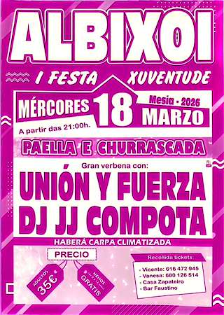 Fechas, información, programa, cartel, imágenes, mapa y ubicación de I Festa da Xuventude de Albixoi  (2026)  en  Mesía