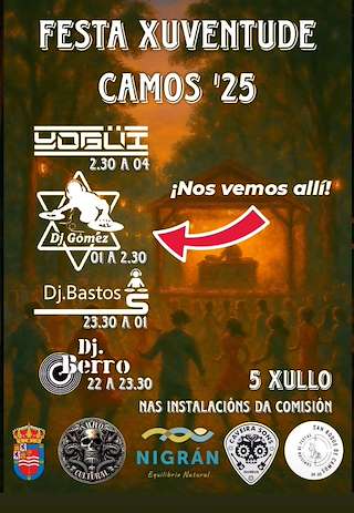 Fechas, información, programa, cartel, imágenes, mapa y ubicación de Festa da Xuventude de Camos  en  Nigrán