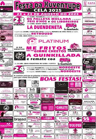 Fechas, información, programa, cartel, imágenes, mapa y ubicación de Festa da Xuventude de Cela  en  Bueu
