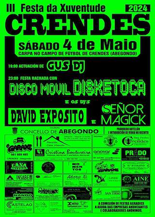 Fechas, información, programa, cartel, imágenes, mapa y ubicación de III Festa da Xuventude de Crendes  en  Abegondo