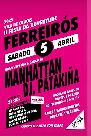Fechas, información, programa, cartel, imágenes, mapa y ubicación de II Festa da Xuventude de Ferreiros  en  Vila de Cruces