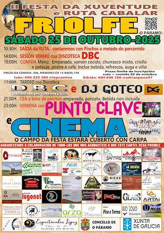 Fechas, información, programa, cartel, imágenes, mapa y ubicación de II Festa da Xuventude e Ruta Cabalar de Friolfe (2025)  en  O Páramo