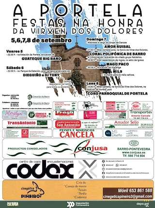 Fechas, información, programa, cartel, imágenes, mapa y ubicación de Festa das Dores de Portela  en  Barro