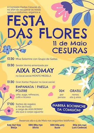 Fechas, información, programa, cartel, imágenes, mapa y ubicación de Festa das Flores de Cesuras  en  Oza Cesuras
