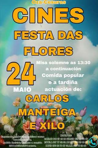 Fechas, información, programa, cartel, imágenes, mapa y ubicación de Festa das Flores de Cines  en  Oza Cesuras