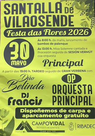 Fechas, información, programa, cartel, imágenes, mapa y ubicación de Festa das Flores de Vilaosende (2026)  en  Ribadeo