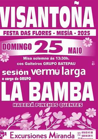 Fechas, información, programa, cartel, imágenes, mapa y ubicación de Festa das Flores de Visantoña  en  Mesía