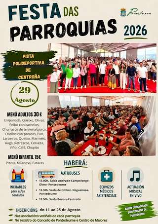 Fechas, información, programa, cartel, imágenes, mapa y ubicación de Festa das Parroquias (2026)  en  Pontedeume