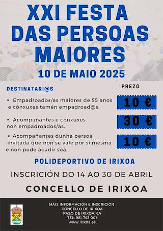Fechas, información, programa, cartel, imágenes, mapa y ubicación de XXI Festa das Persoas Maiores  en  Irixoa