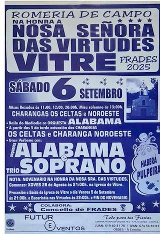 Fechas, información, programa, cartel, imágenes, mapa y ubicación de Festa das Virtudes de Vitre  en  Frades