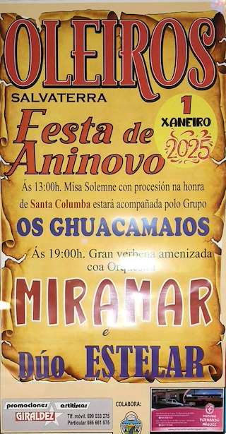 Fechas, información, programa, cartel, imágenes, mapa y ubicación de Festa de Aninovo de Oleiros   en  Salvaterra do Miño