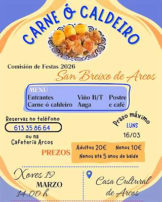 Fechas, información, programa, cartel, imágenes, mapa y ubicación de Festa de Carne ó Caldeiro de Arcos  (2026)  en  Ponteareas