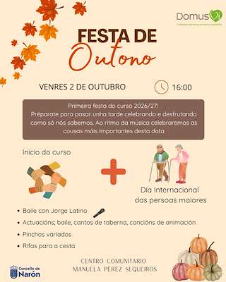 Fechas, información, programa, cartel, imágenes, mapa y ubicación de Festa de Outono (2026)  en  Narón