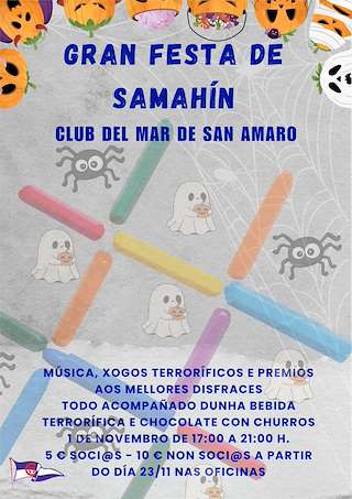 Fechas, información, programa, cartel, imágenes, mapa y ubicación de Festa de Samahín do Club del Mar de San Amaro (2025)  en  A Coruña