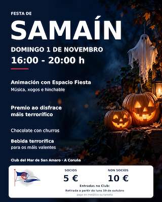 Fechas, información, programa, cartel, imágenes, mapa y ubicación de Festa de Samaín do Club del Mar de San Amaro (2026)  en  A Coruña