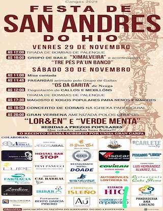 Fechas, información, programa, cartel, imágenes, mapa y ubicación de Festa de San Andrés do Hio  en  Cangas