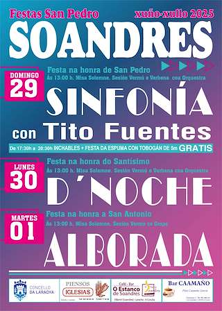 Fechas, información, programa, cartel, imágenes, mapa y ubicación de Festa de San Pedro de Soandres  en  Laracha