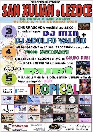 Fechas, información, programa, cartel, imágenes, mapa y ubicación de Festa de San Xulián e Lezoce  (2026)  en  Sarria