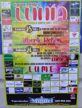 Fechas, información, programa, cartel, imágenes, mapa y ubicación de Festa de Santa Ana de Luhía   en  Ortigueira