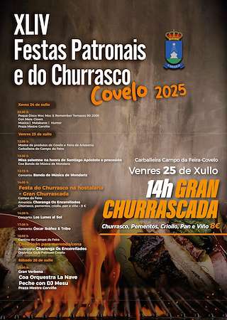 Fechas, información, programa, cartel, imágenes, mapa y ubicación de XLIV Festa de Santiago Apóstol e do Churrasco (2026)  en  Covelo