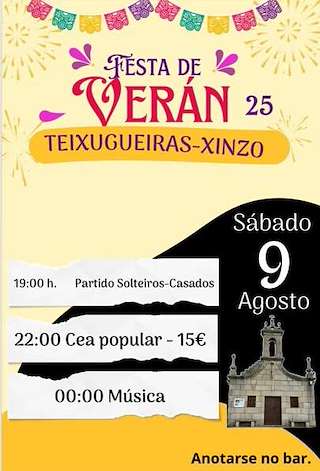 Fechas, información, programa, cartel, imágenes, mapa y ubicación de Festa de Verán de Teixugueiras - Xinzo  en  Cartelle