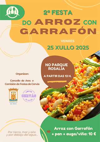 Fechas, información, programa, cartel, imágenes, mapa y ubicación de II Festa do Arroz con Garrafón de Cervás   en  Ares