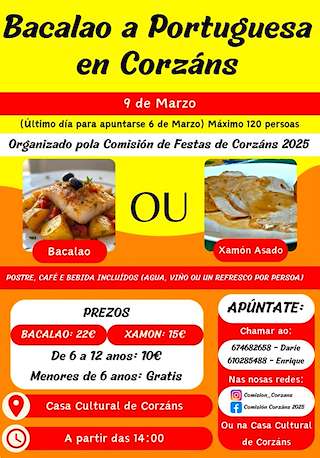 Fechas, información, programa, cartel, imágenes, mapa y ubicación de Festa do Bacalao a Portuguesa de Corzáns  en  Salvaterra do Miño