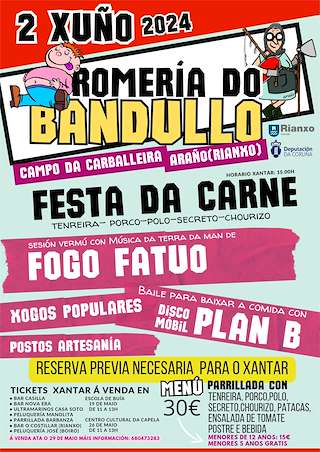 Fechas, información, programa, cartel, imágenes, mapa y ubicación de Festa do Bandullo Cheo de Araño   en  Rianxo