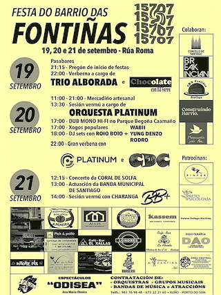Fechas, información, programa, cartel, imágenes, mapa y ubicación de Festa do Barrio das Fontiñas  en  Santiago de Compostela