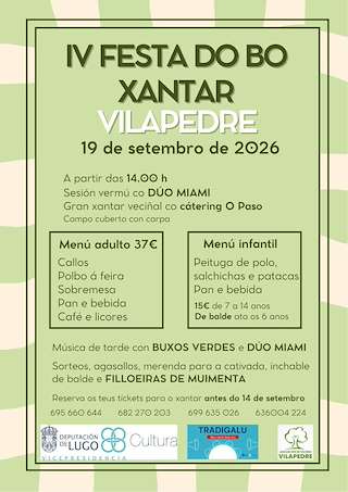 Fechas, información, programa, cartel, imágenes, mapa y ubicación de IV Festa do Bo Xantar de Vilapedre (2026) en Vilalba