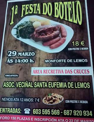Fechas, información, programa, cartel, imágenes, mapa y ubicación de I Festa do Botelo   en  Monforte de Lemos