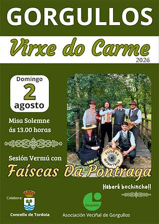 Fechas, información, programa, cartel, imágenes, mapa y ubicación de Festa do Carme de Gorgullos (2026)  en  Tordoia