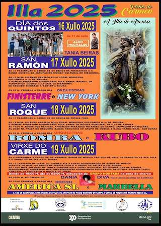 Fechas, información, programa, cartel, imágenes, mapa y ubicación de Festa do Carme - Festas de Verán  en  Illa de Arousa