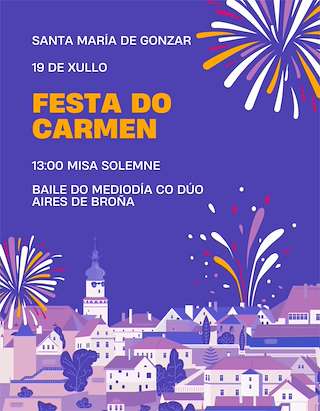 Fechas, información, programa, cartel, imágenes, mapa y ubicación de Festa do Carmen de Gonzar  en  O Pino