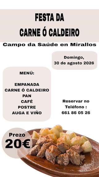 Fechas, información, programa, cartel, imágenes, mapa y ubicación de Festa do Carne ó Caldeiro de Mirallos  (2026)  en  A Peroxa