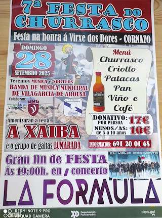 Fechas, información, programa, cartel, imágenes, mapa y ubicación de VII Festa do Churrasco de Cornazo (2025)  en  Vilagarcía de Arousa