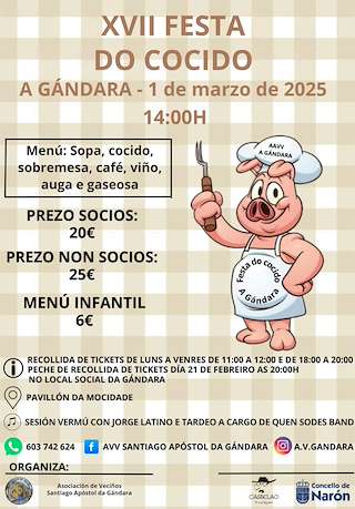 Fechas, información, programa, cartel, imágenes, mapa y ubicación de XVII Festa do Cocido de A Gándara  en  Narón