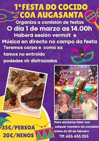 Fechas, información, programa, cartel, imágenes, mapa y ubicación de I Festa do Cocido de Augasantas  en  Rois