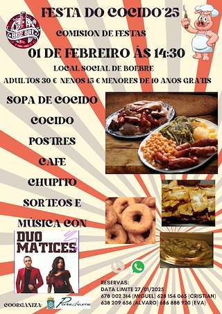 Fechas, información, programa, cartel, imágenes, mapa y ubicación de Festa do Cocido de Boebre  en  Pontedeume