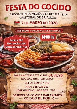 Fechas, información, programa, cartel, imágenes, mapa y ubicación de Festa do Cocido de Briallos (2026)  en  Portas
