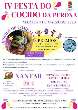 Fechas, información, programa, cartel, imágenes, mapa y ubicación de IV Festa do Cocido de Entroido  en  A Peroxa