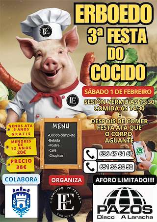 Fechas, información, programa, cartel, imágenes, mapa y ubicación de III Festa do Cocido de Erboedo  en  Laracha