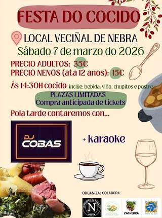 Fechas, información, programa, cartel, imágenes, mapa y ubicación de Festa do Cocido de Nebra  (2026)  en  Porto do Son
