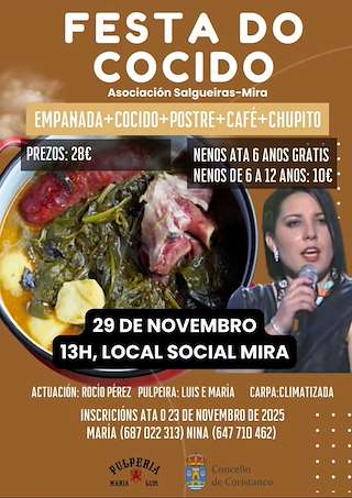 Fechas, información, programa, cartel, imágenes, mapa y ubicación de Festa do Cocido de Salgueiras - Mira (2025)  en  Coristanco
