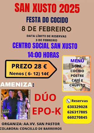 Fechas, información, programa, cartel, imágenes, mapa y ubicación de Festa do Cocido de San Xusto  en  Barreiros