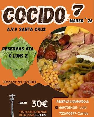 Fechas, información, programa, cartel, imágenes, mapa y ubicación de Festa do Cocido de Santa Cruz (2026)  en  Cabanas