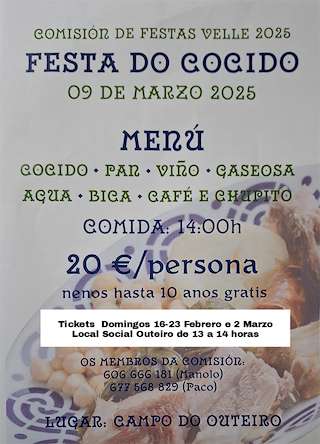 Fechas, información, programa, cartel, imágenes, mapa y ubicación de Festa do Cocido de Velle   en  Ourense