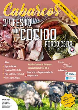 Fechas, información, programa, cartel, imágenes, mapa y ubicación de III Festa do Cocido do Porco Celta de Cabarcos  en  Barreiros