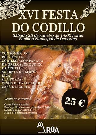 Fechas, información, programa, cartel, imágenes, mapa y ubicación de XVI Festa do Codillo  en  A Rúa